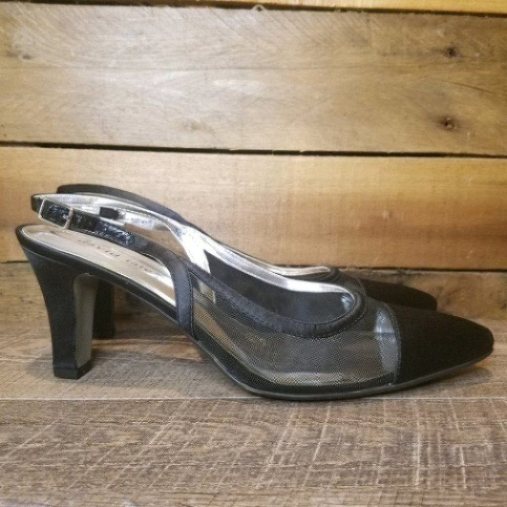 NEW David Tate Black Satin Vegas Heel